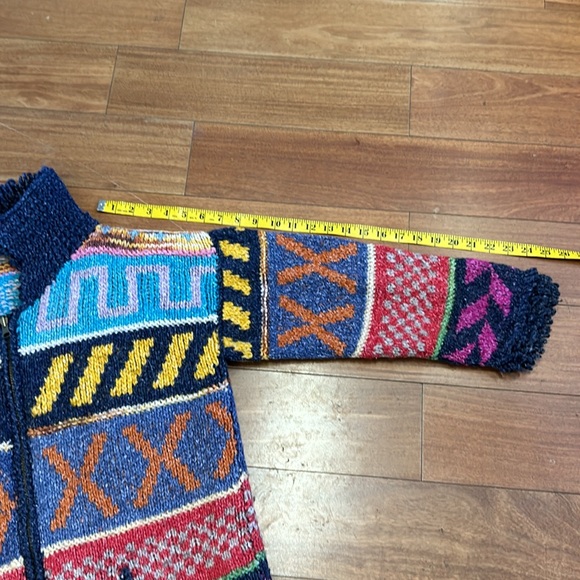 Hand knit Zip Up MultiColor Sweater - Picture 13 of 15